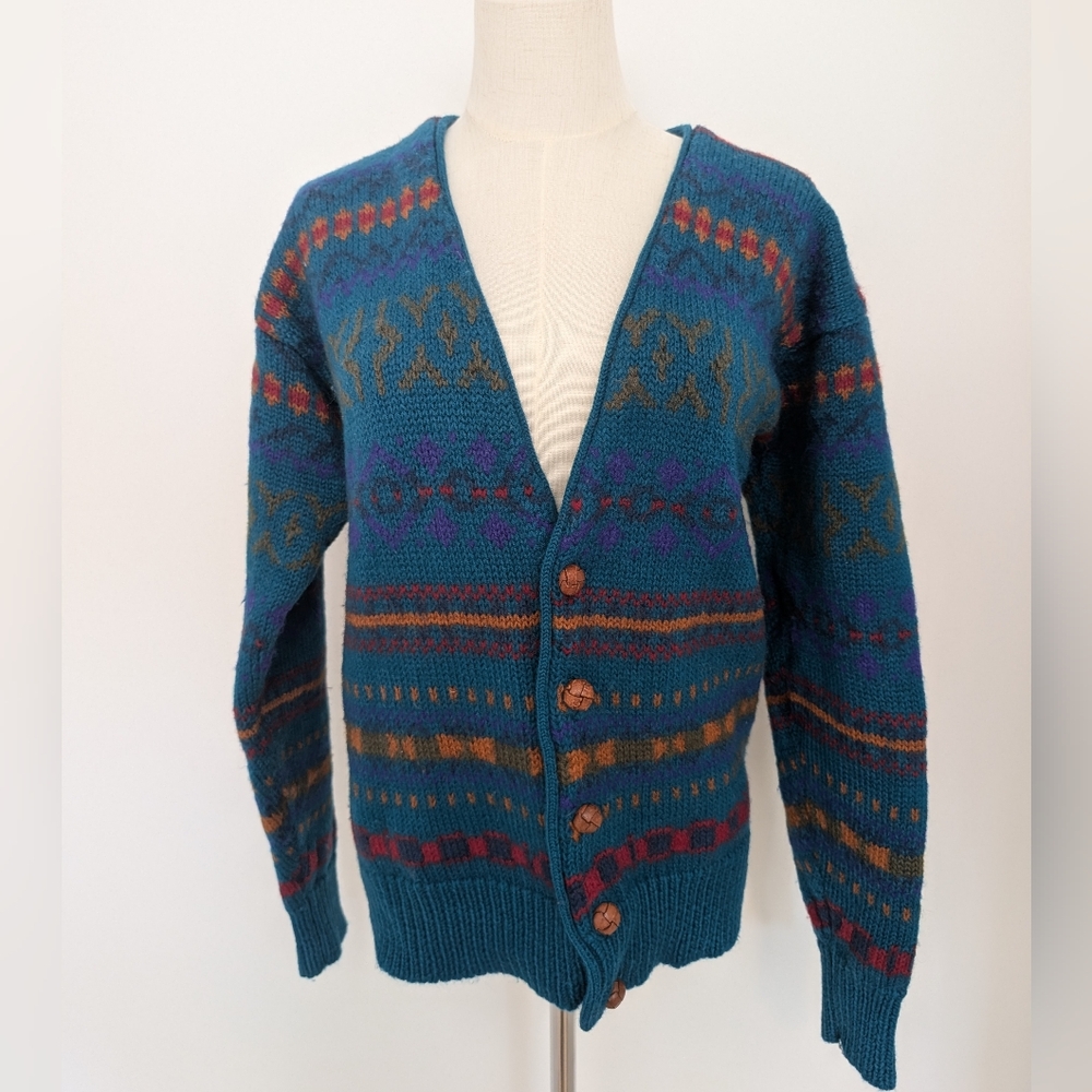 Vintage 100% Wool GAP Green Cardigan